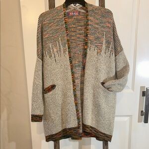 Chic Multicolor Open-Front Cardigan L